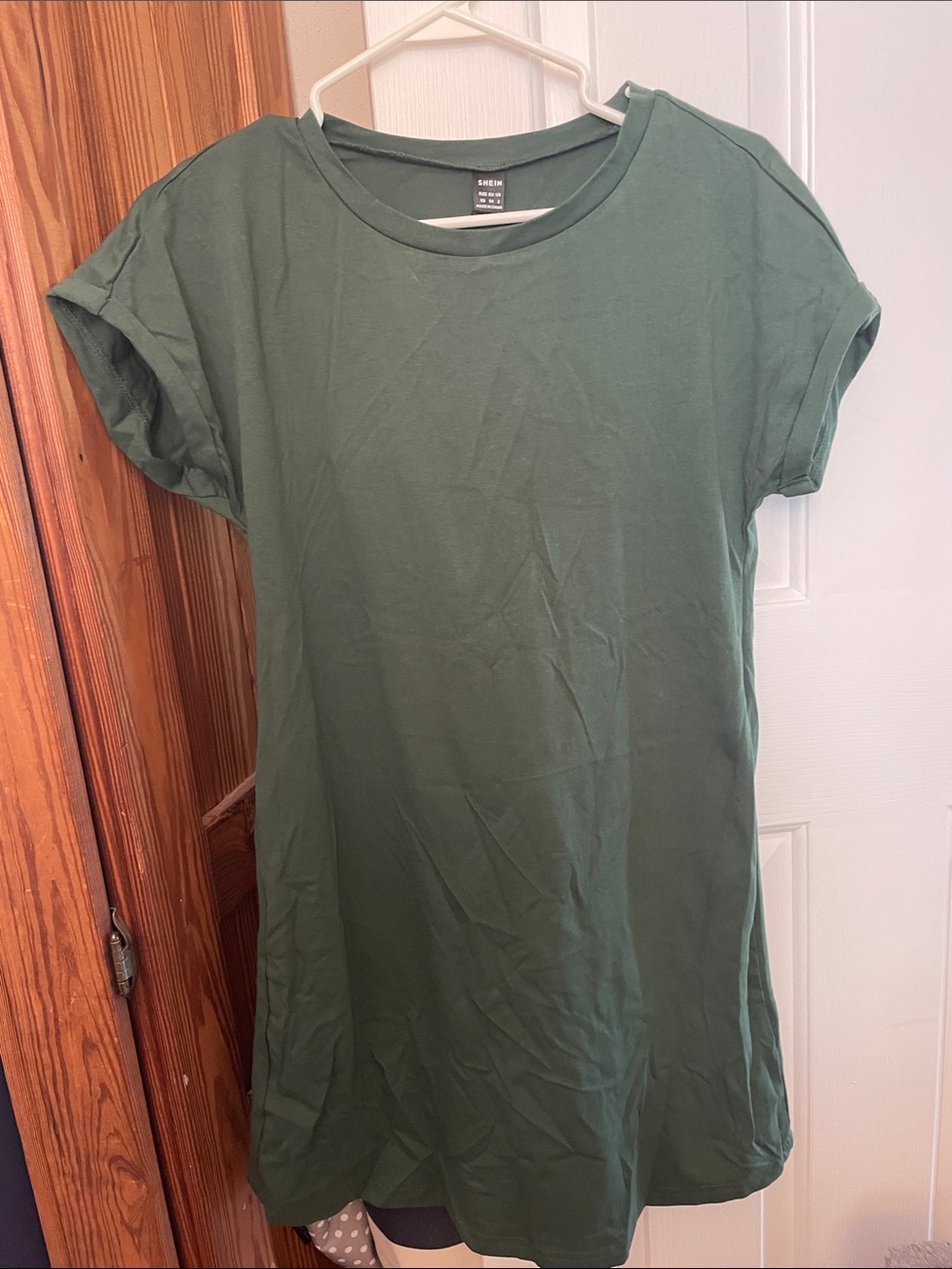 SHEIN Basics Dark Green Short Sleeve T-Shirt Dress